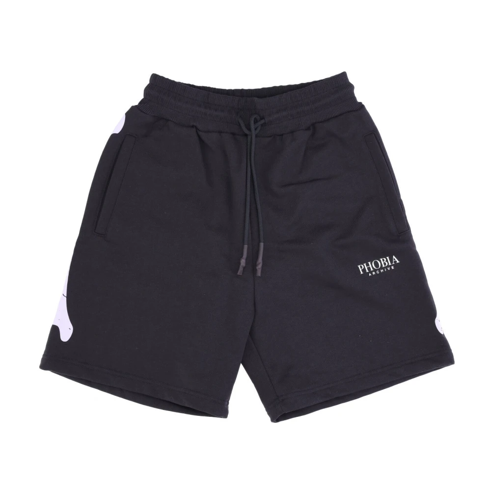 Phobia Archive Mannelijk Zwart Korte Broeken Heren, L, Katoen, Skeleton Print Shorts