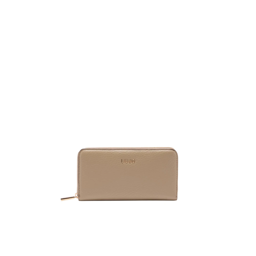 Liu Jo Kvinno Beige Accessoarer Dam, One Size, Snygg Zip Around Plånbok