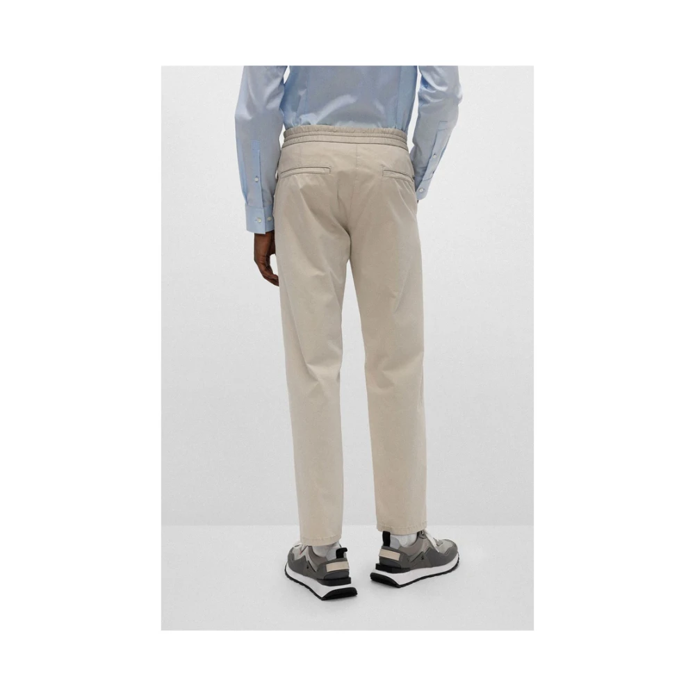 Hugo Boss Slim-Fit Katoen Twill Broek Beige Heren