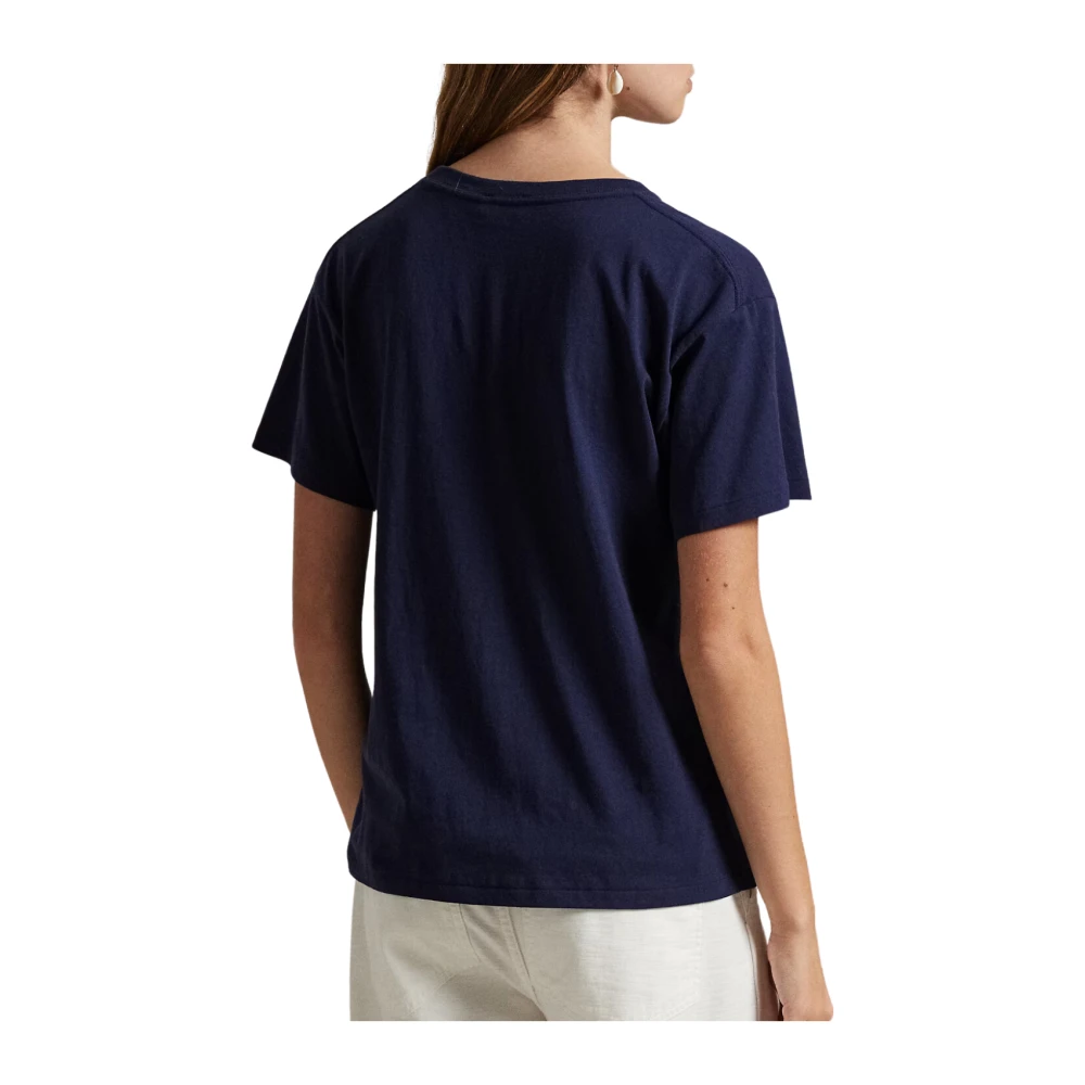 Polo Ralph Lauren Gestreepte Navy Tee Korte Mouw T-Shirt Blue Dames