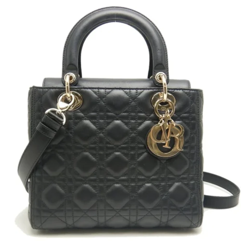 Dior Vintage Pre-owned Leather handbags Black Dames