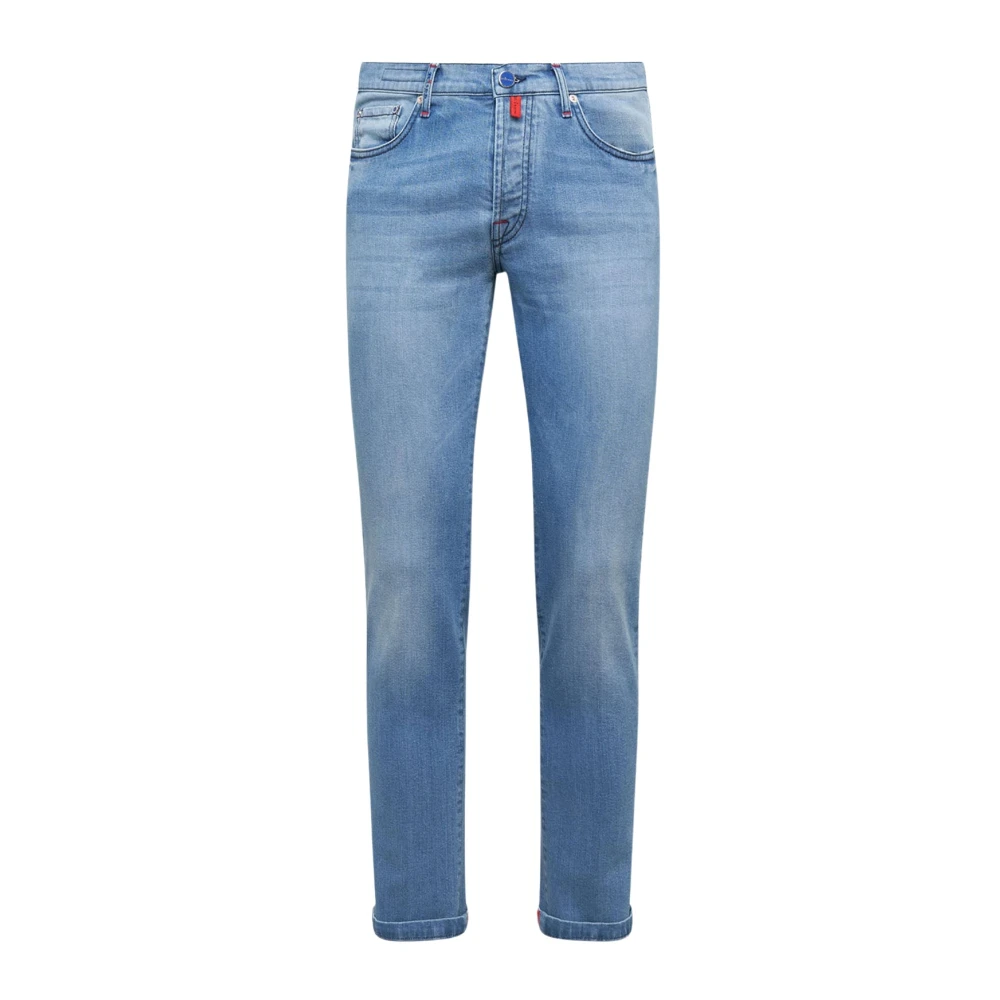 Kiton Indigo Slim-Fit Jeans Blue Heren