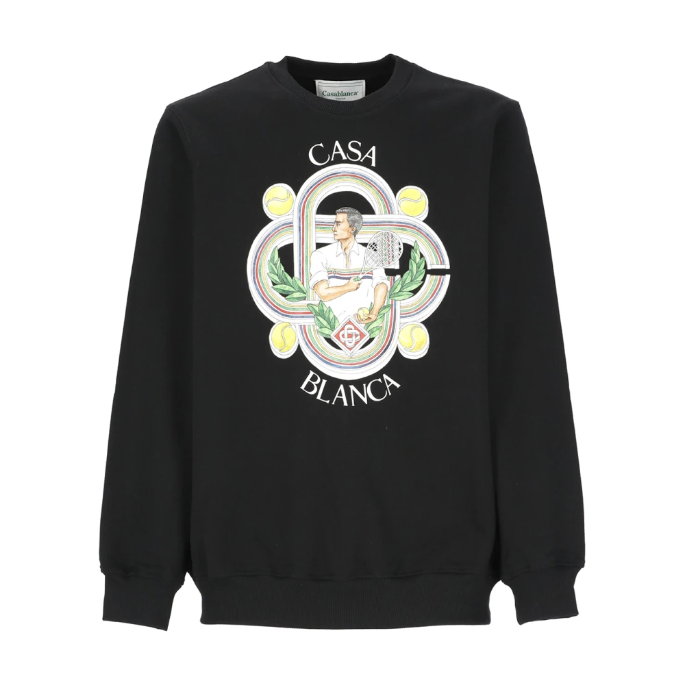 Casablanca Zwarte katoenen sweatshirt met Le Joueur print Black Heren