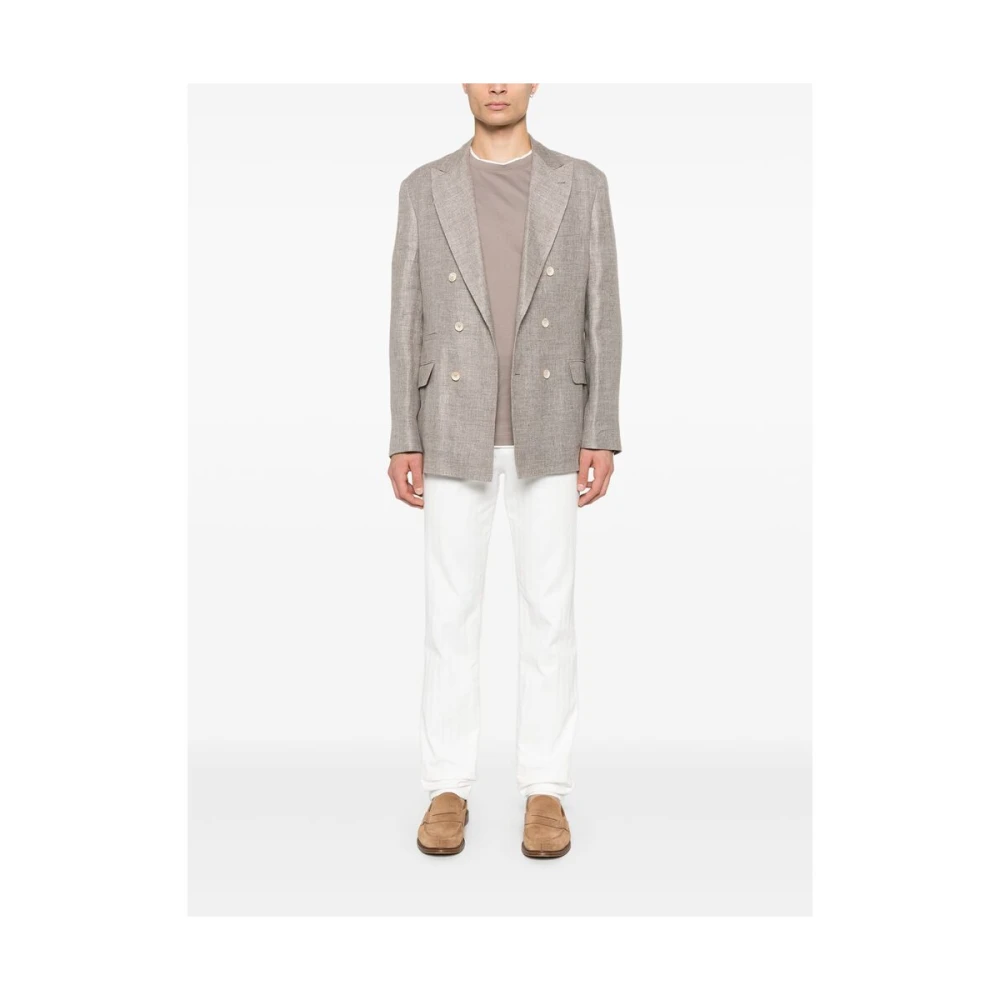 BRUNELLO CUCINELLI Beige Crew Neck T-shirt Gray Heren