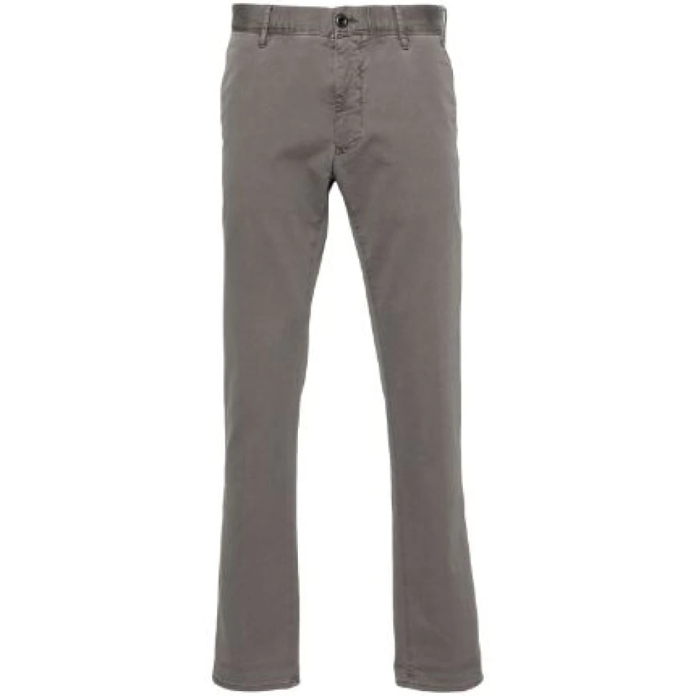 Incotex Geborduurde Logo Stretch Katoenen Broek Gray Heren