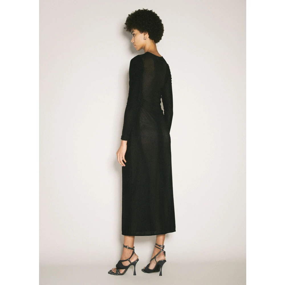 Jean Paul Gaultier Morphing Pinstripe Midi Jurk Black Dames