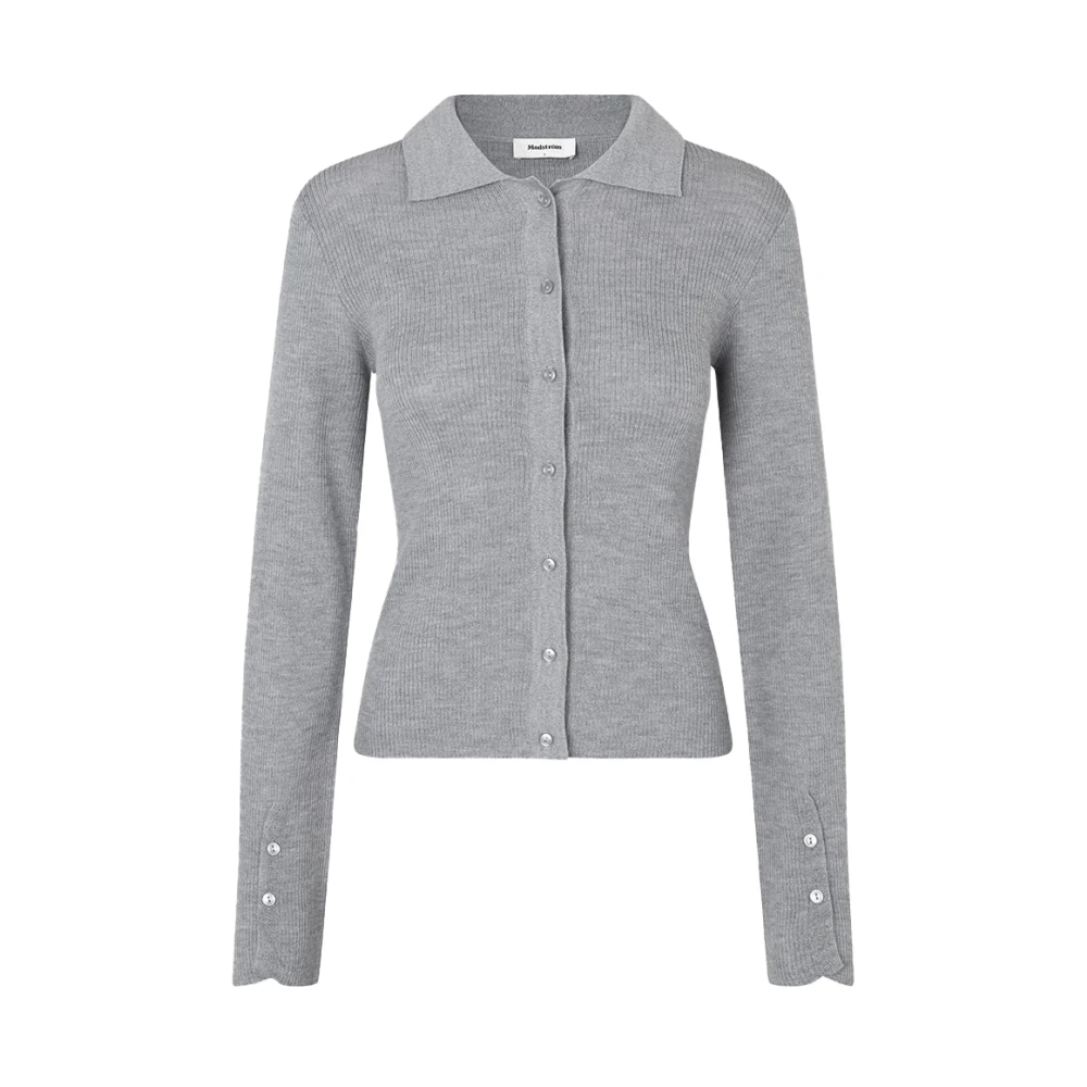 Modström Grijze Melange Cardigan met Uitlopende Mouwen Gray Dames