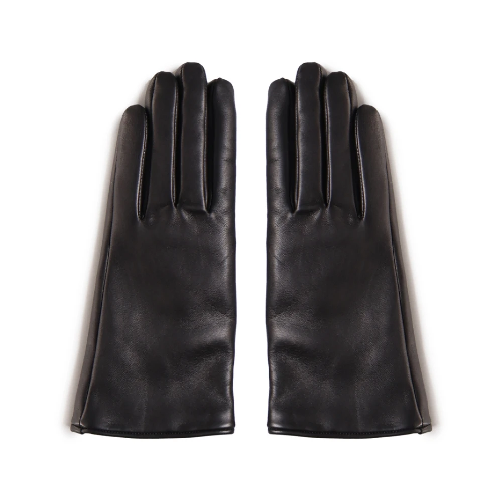 Saint Laurent Handschoenen met inkeping bij de pols en metalen logo Black Dames
