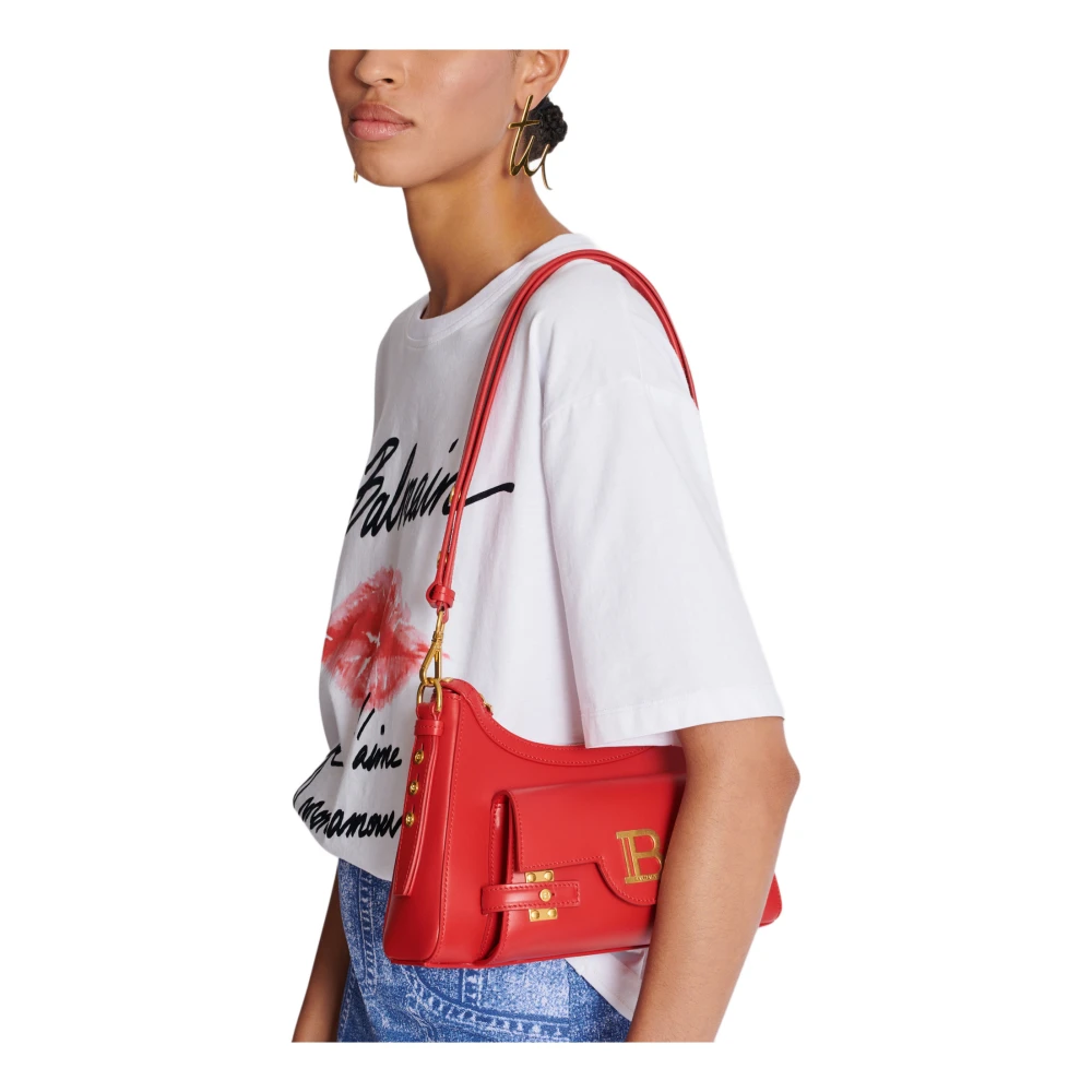 Balmain Kalfsleren B-Buzz Hobo tas Red Dames