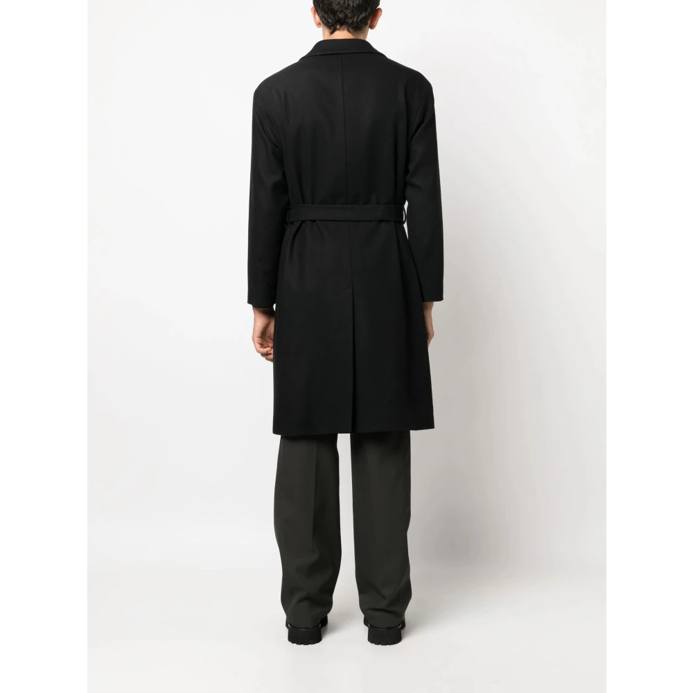 Hevo Zwarte wollen jas met riem Black Heren