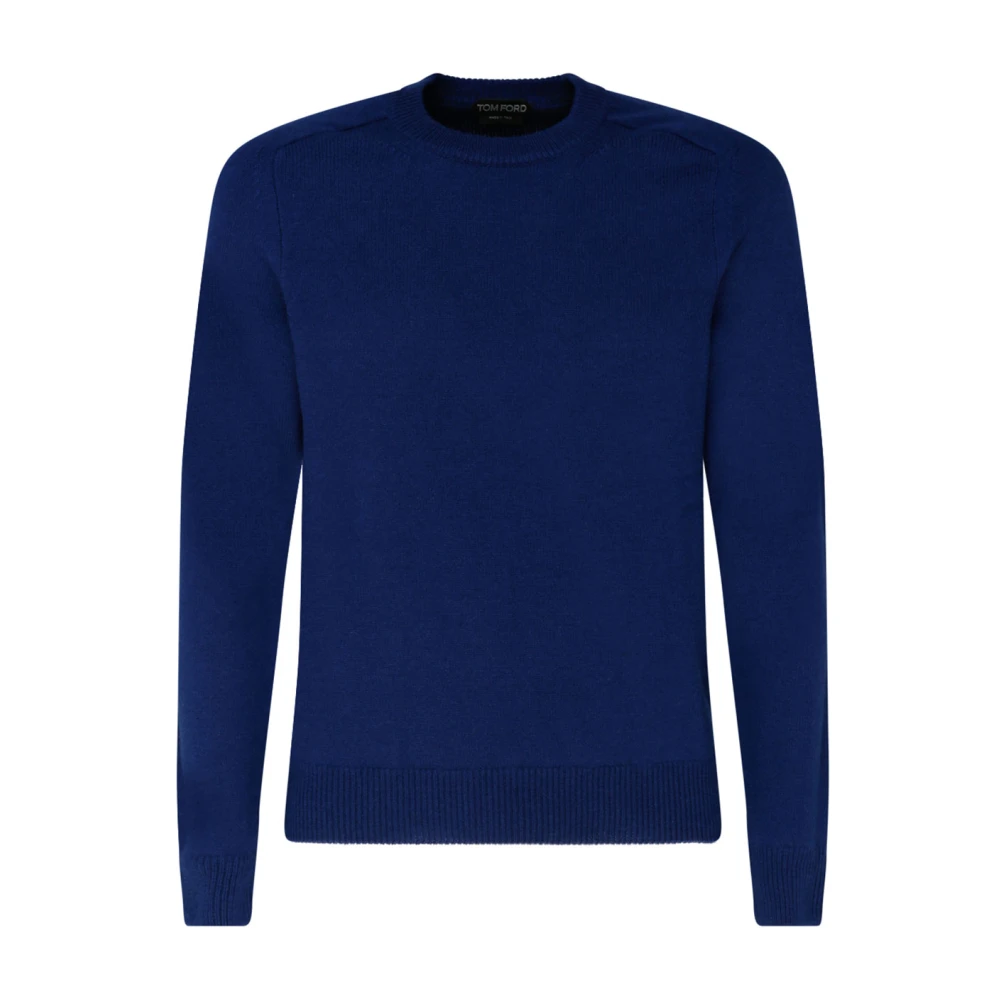 Tom Ford Men's Blue Crewneck Jumper - Cashmere Knitwear - S - Knitwear