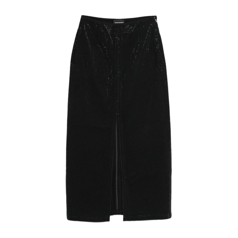 Emporio Armani Kvinno Svart Kjolar Dam, S, Pleated Midi Skirt