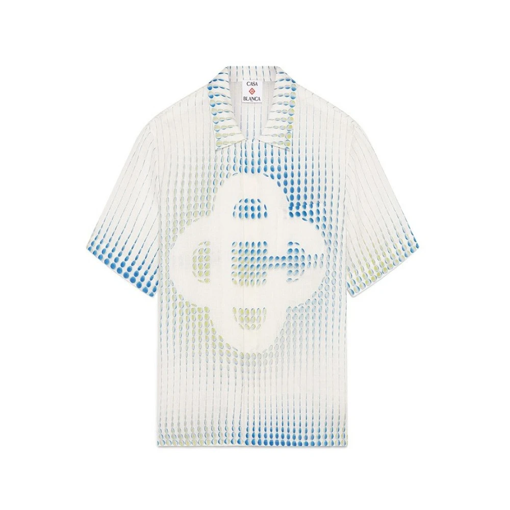 Casablanca , Short Sleeve Shirts, Male, Multicolor, S, Dots Short Sleeve Linen Shirt