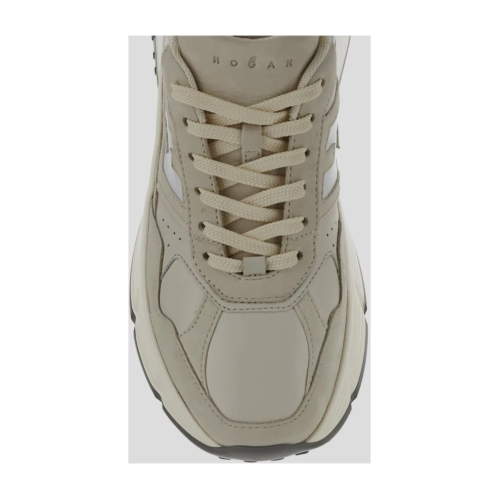 Hogan Leren Vetersneaker Beige Dames