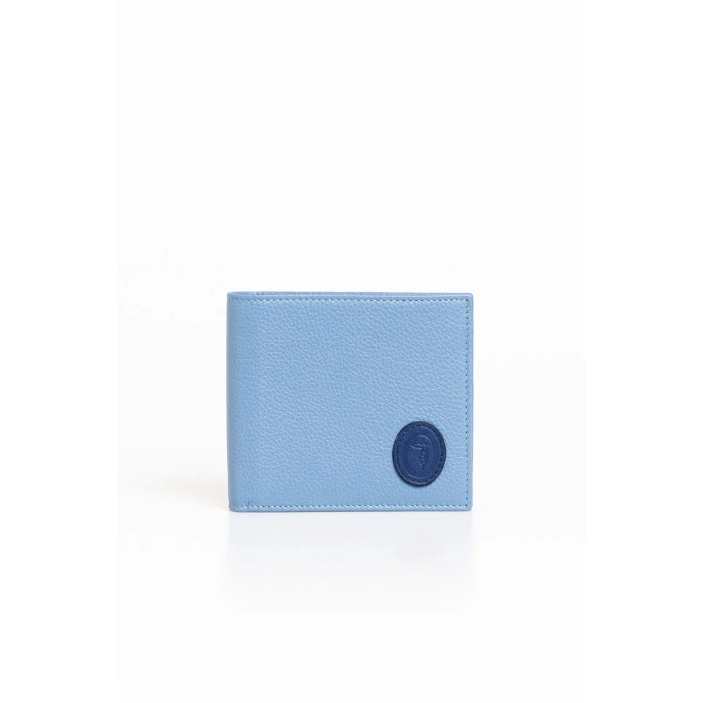 Trussardi Leren Portemonnee met Frontaal Logo Blue Heren