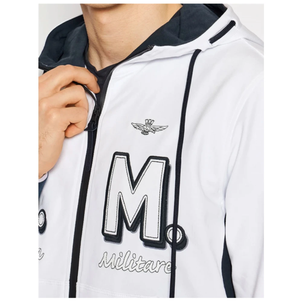 aeronautica militare Verstelbare Hoodie met Ritssluiting White Heren