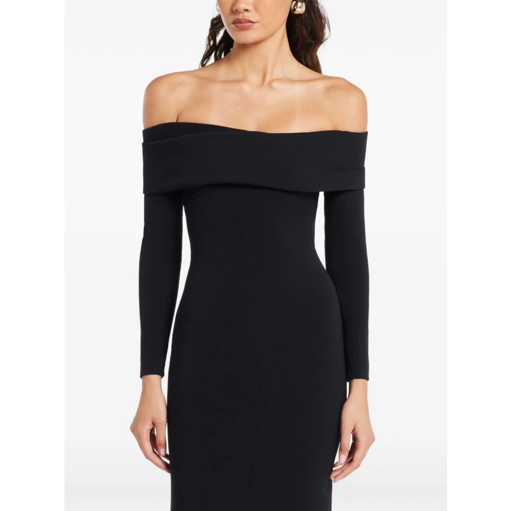 Solace London Zwarte Off-Shoulder Jurk Tot Op De Grond Black Dames