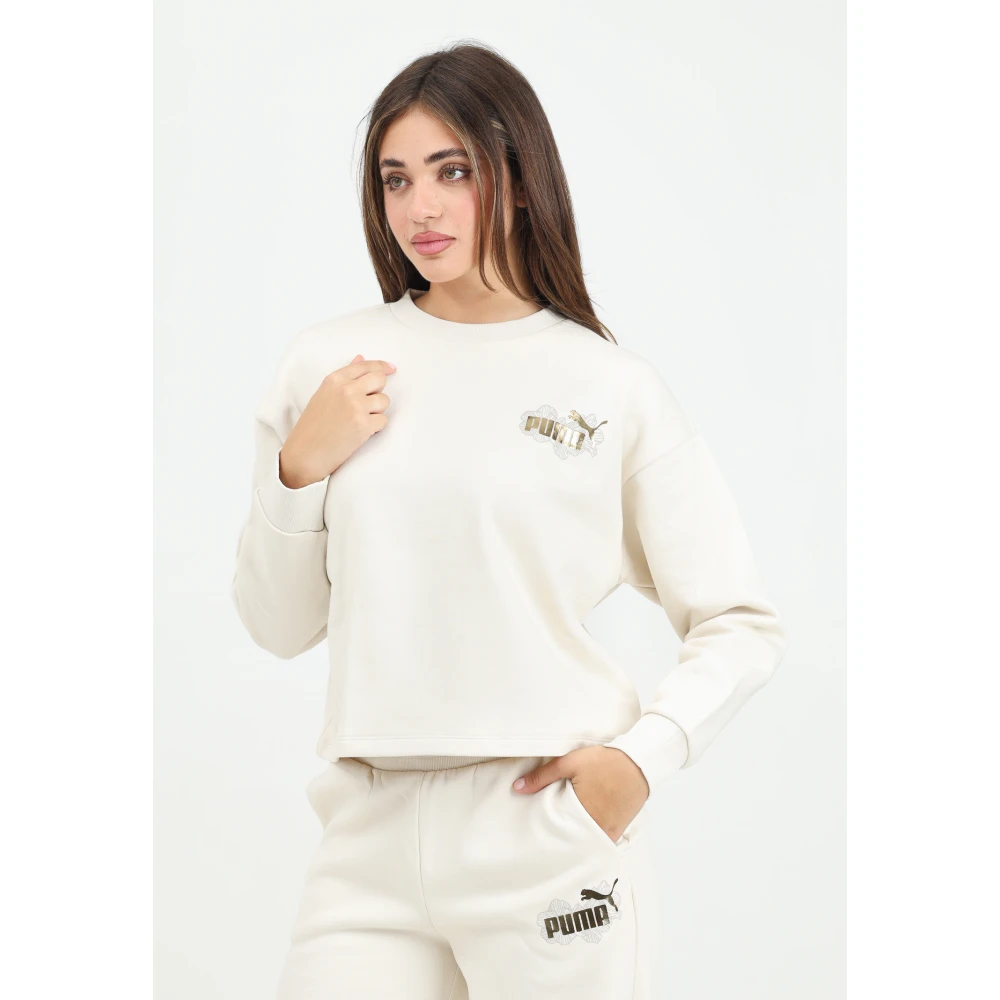Puma Beige Crew Neck Sweater Class Act White Dames