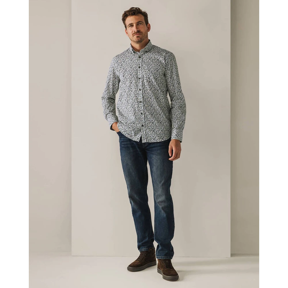 State of Art Gedrukte Pop Lange Mouw Shirt White Heren