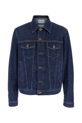 Blå Denimjacka med Klassisk Krage