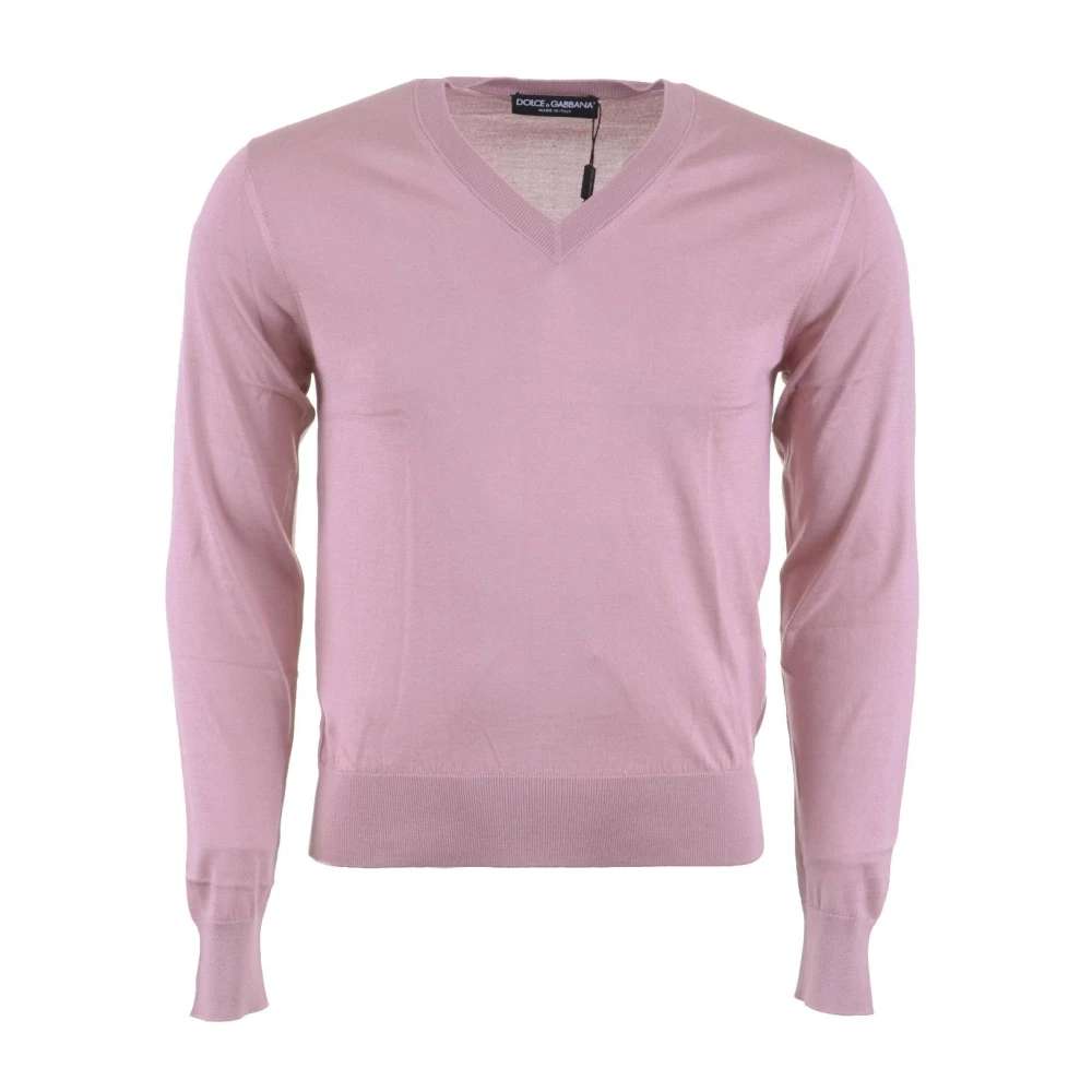Dolce & Gabbana Heren V-hals Pullover Trui Pink Heren