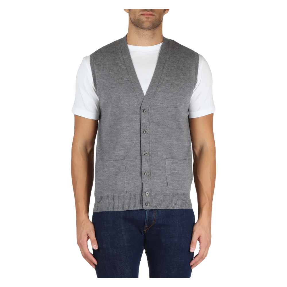 Alpha Studio Slim Fit Merino Wol Vest Gray Heren