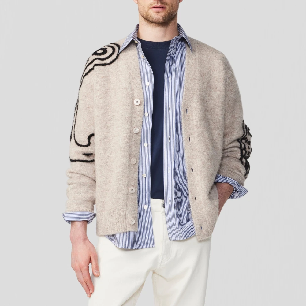 Nn07 Paisley Geborduurd Alpaca Vest Gray Heren