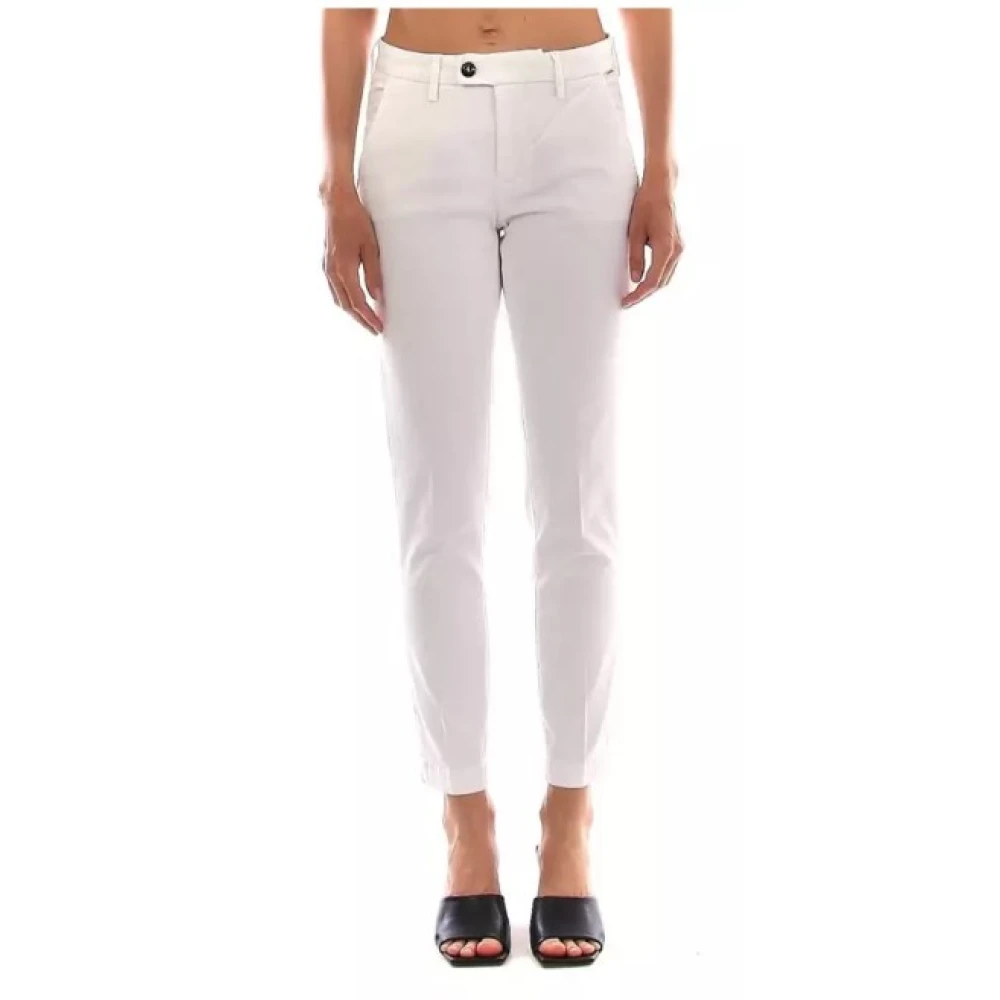Roy Roger's Women's White Stretch Gabardine Ankle Trousers - Slim-Fit Trousers - W30 - Trousers