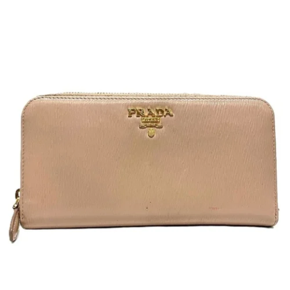 Prada Vintage Pre-owned Leather wallets Beige Dames