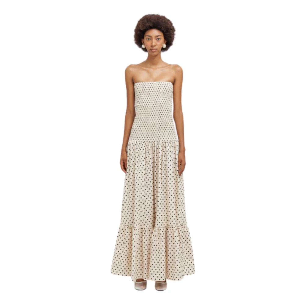 Weili Zheng Beige Smocked Cotton Muslin Maxi Dress - Female - Maxi Dresses - L - Dresses