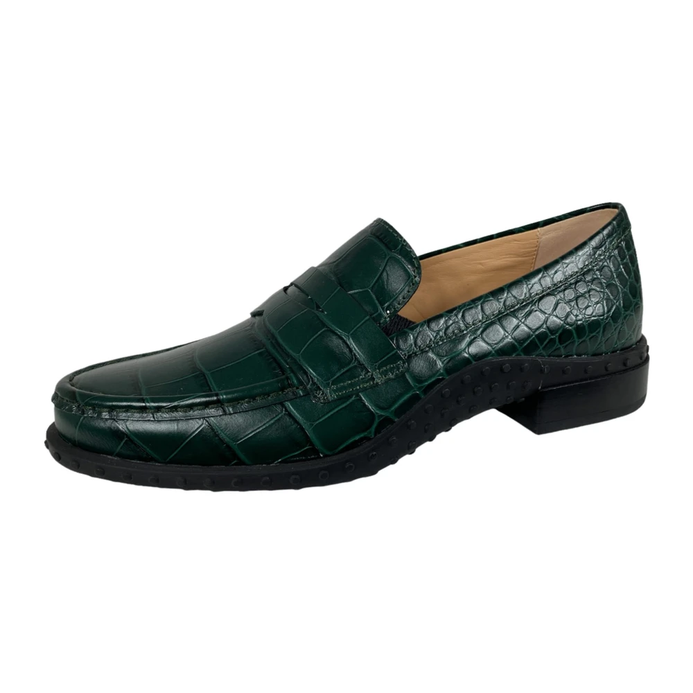 Tod's Women's Green Loafers, 3 Uk, Precious Print Loafer Shoes