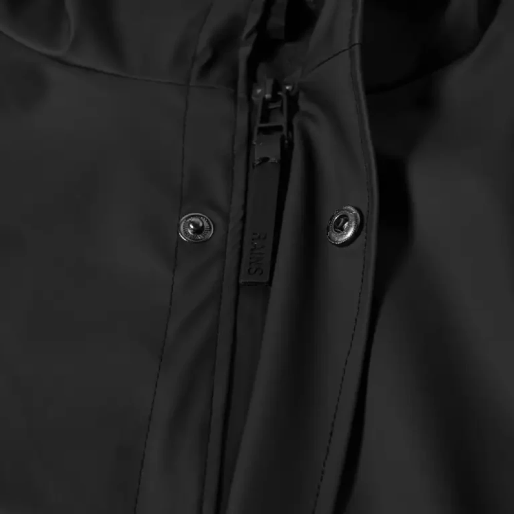 Rains Zwarte Fishtail Parka met Asymmetrische Zoom Black Unisex