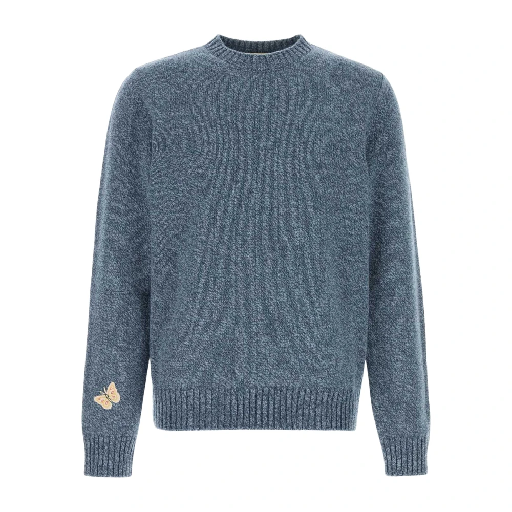 Valentino Garavani , Round-Neck Knitwear, Male, Blue, L, Tops