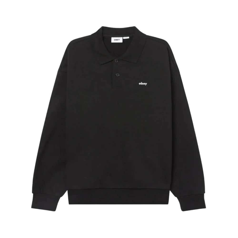 Obey Fleece Polo Shirt Black Heren