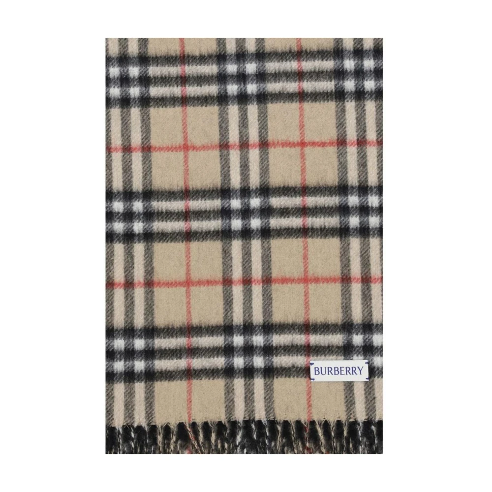 Burberry Kasjmier Sjaal met Franje Randen Brown Dames