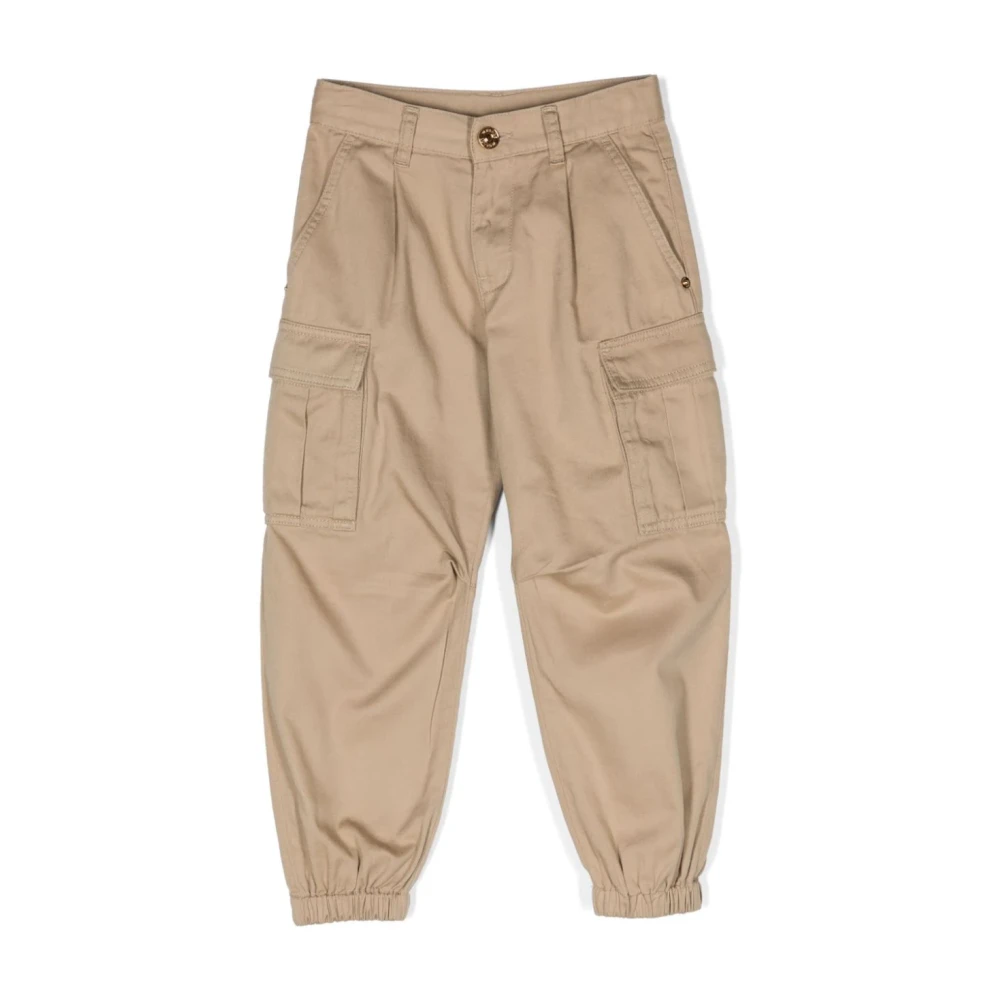 Versace Beige Cargo Byxor med Logoknappar Beige, Pojke