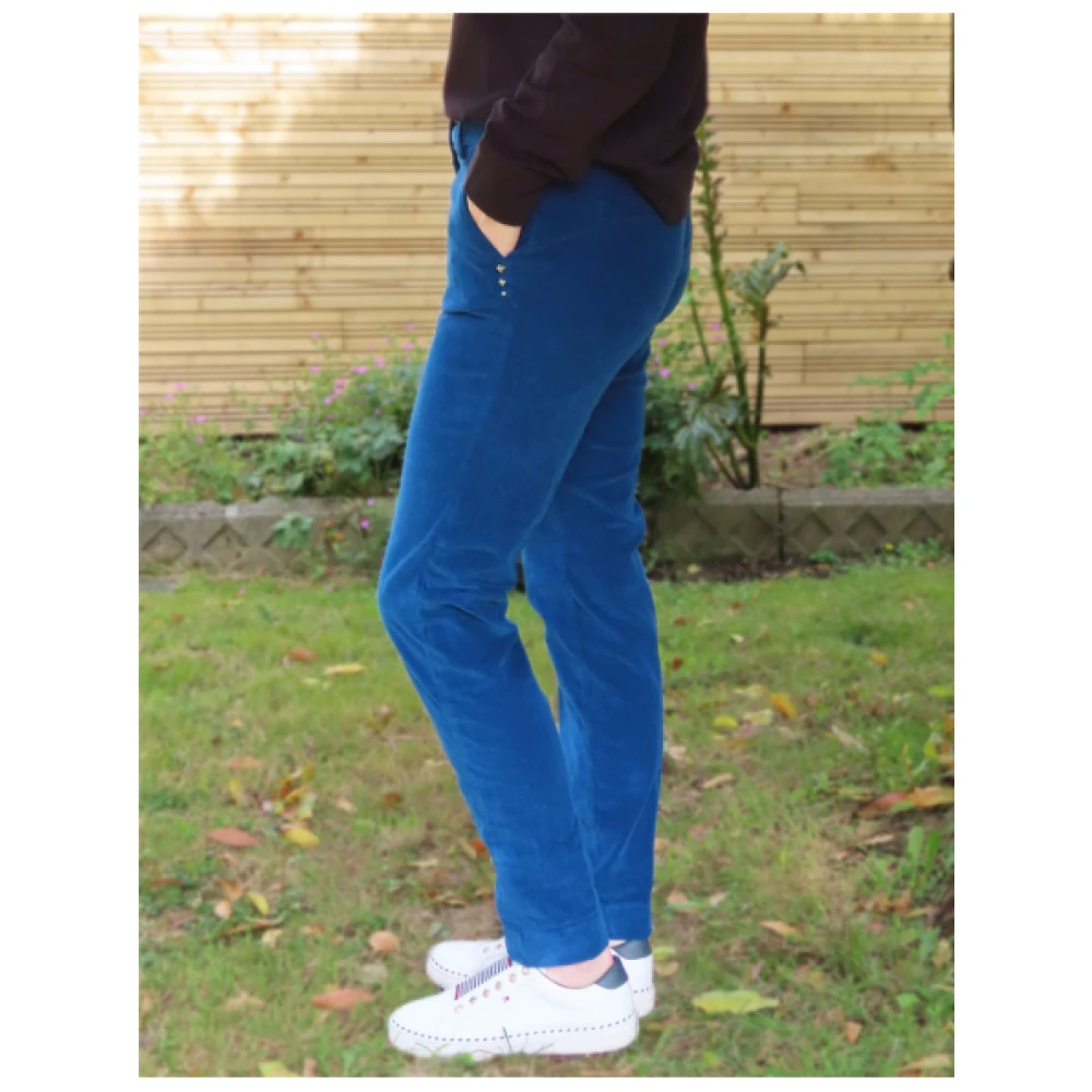 Mason's Velours Straight Leg Broek Blue Dames