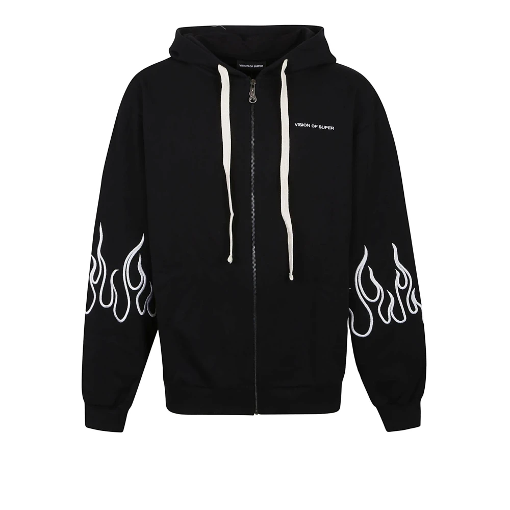 Vision Of Super Men's Black Flame Hoodie