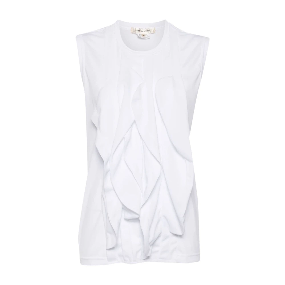 Comme des Garçons Witte Gerimpelde Mouwloze Top White Dames