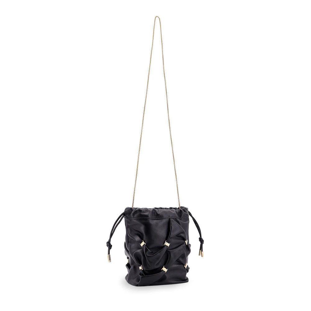 Salvatore Ferragamo Leren Bucket Bag met Metalen Details Black Dames