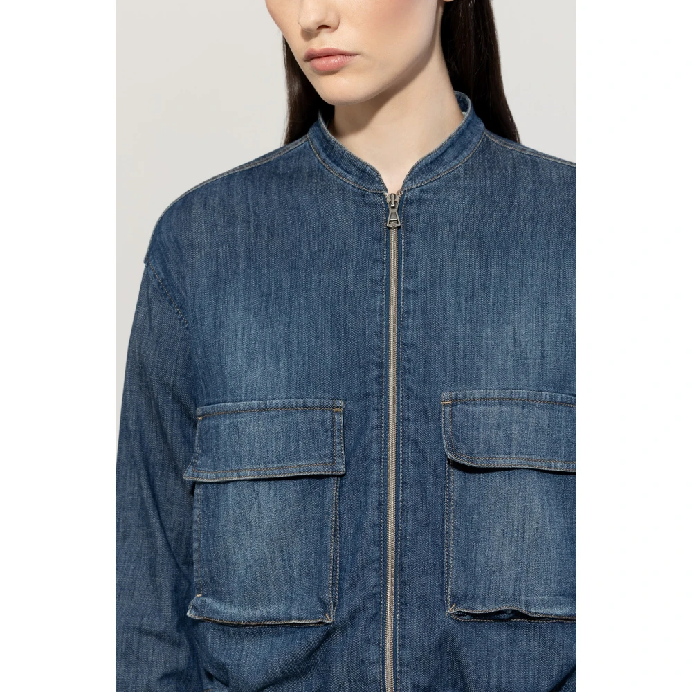 LUISA CERANO Denim Blouson Jack met Enzyme-Wash Blue Dames