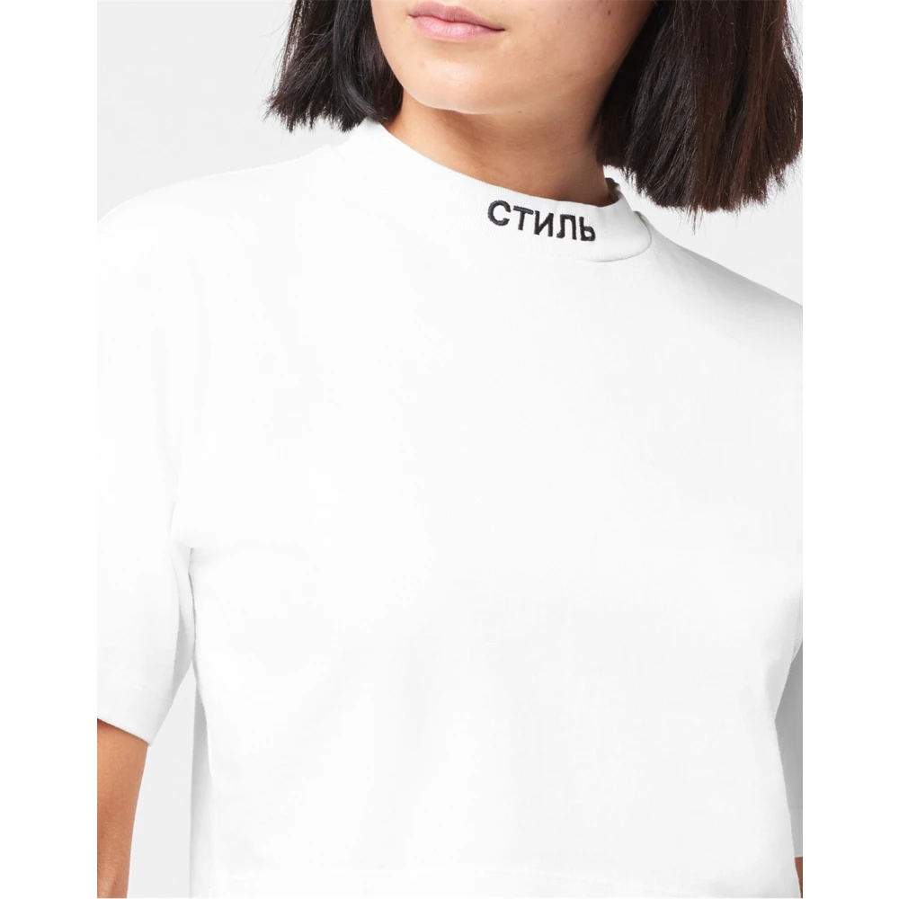 Heron Preston Logo Crop T-Shirt Wit Zwart 100% Katoen White Dames