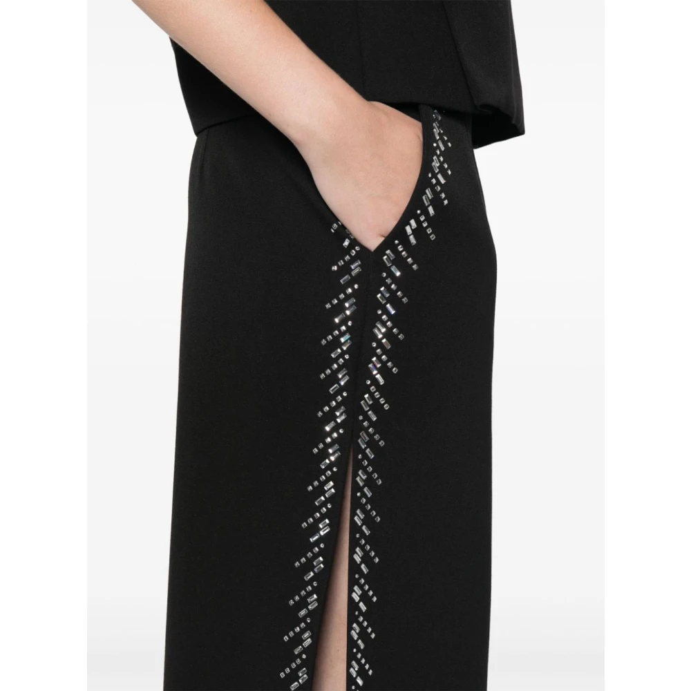Paco Rabanne Lange Rok in Zwart Satijn Black Dames