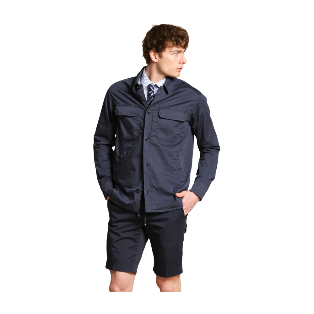 Mason's, Jacka, Herr, 3Xl, Bomull, Tech Satin Resa Stretch Overshirt Navy Blå