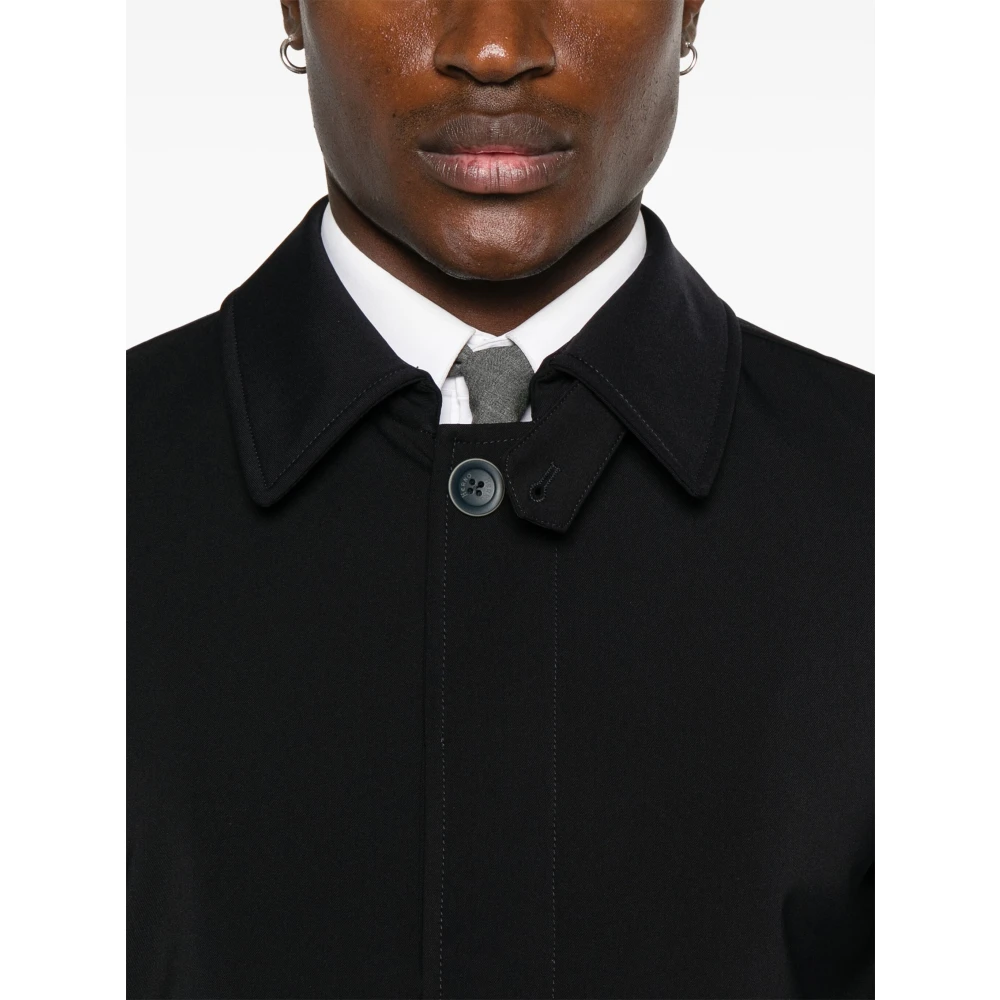 Herno Elegante Knopen Front Polyester Jas Blue Heren