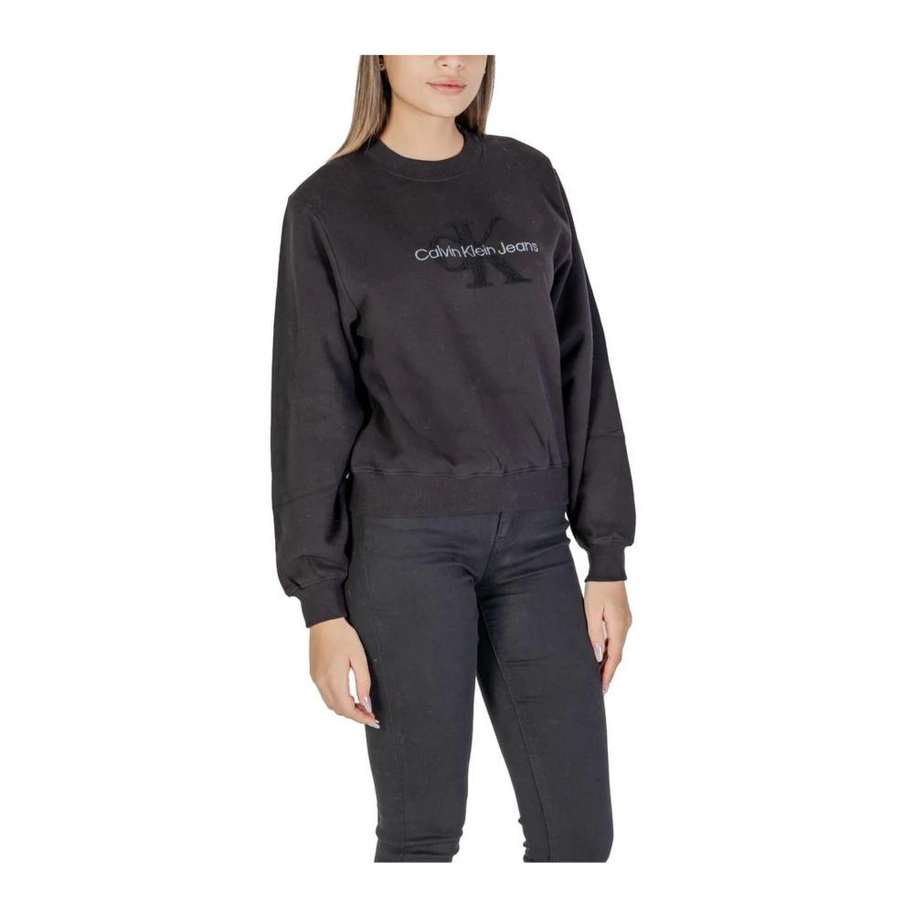 Calvin Klein Jeans Klassieke Zwarte Katoenen Trui Black Dames
