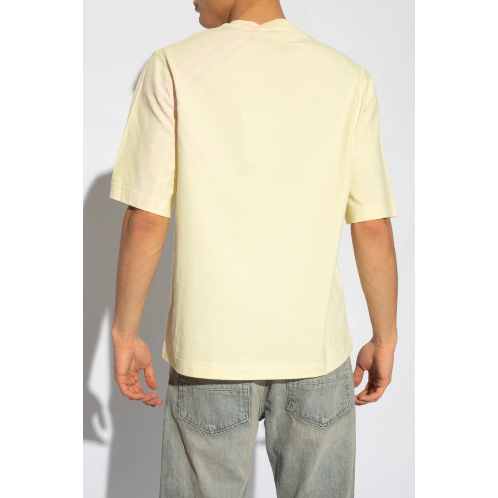 Burberry Geruite T-shirt Yellow Heren