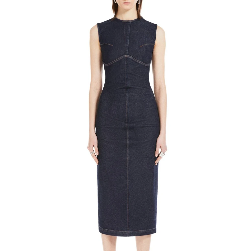SPORTMAX Denim katoenen jurk met metalen rits Blue Dames