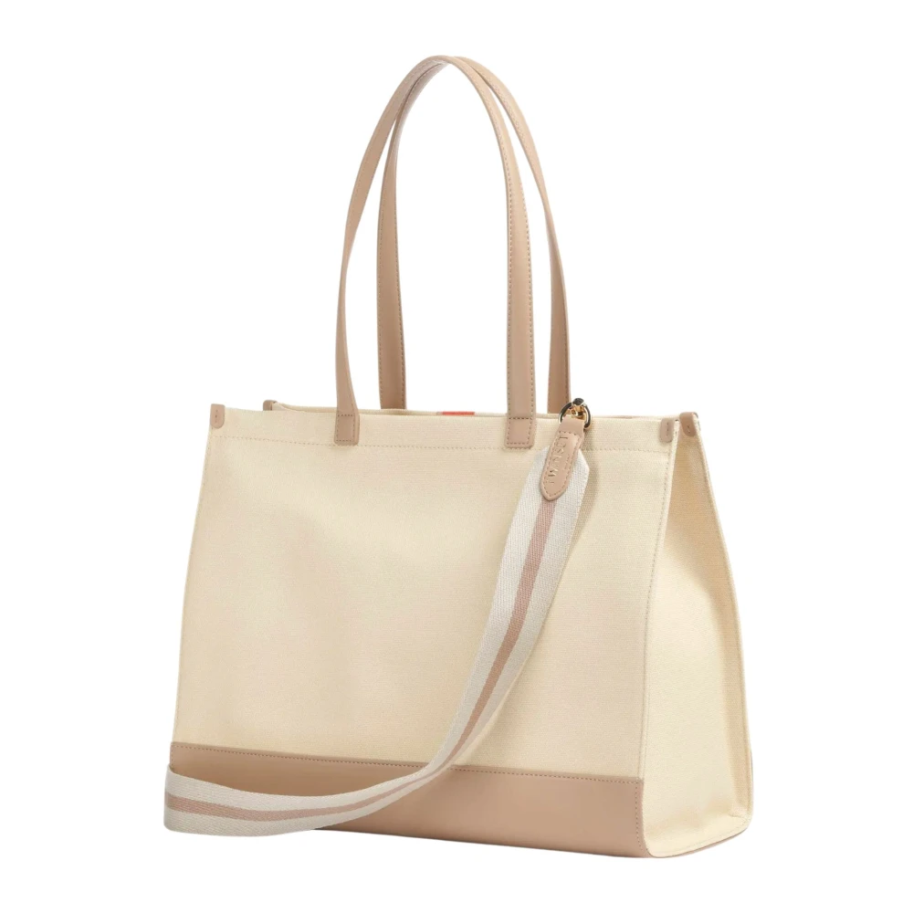 Twinset Canvas Shopper Tas met Logo Print Beige Dames