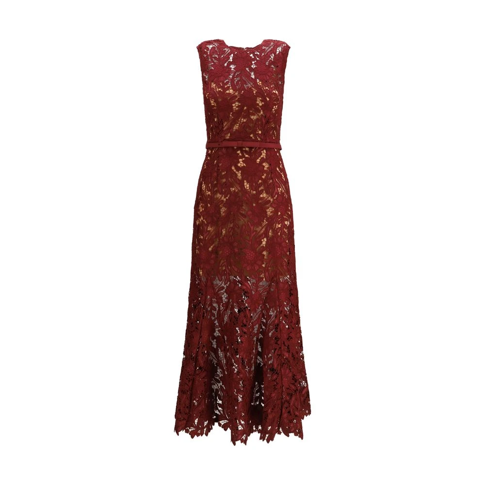 Self Portrait Women's Red Guipure Lace Midi Dress - Midi Dresses - 2XS - Dresses